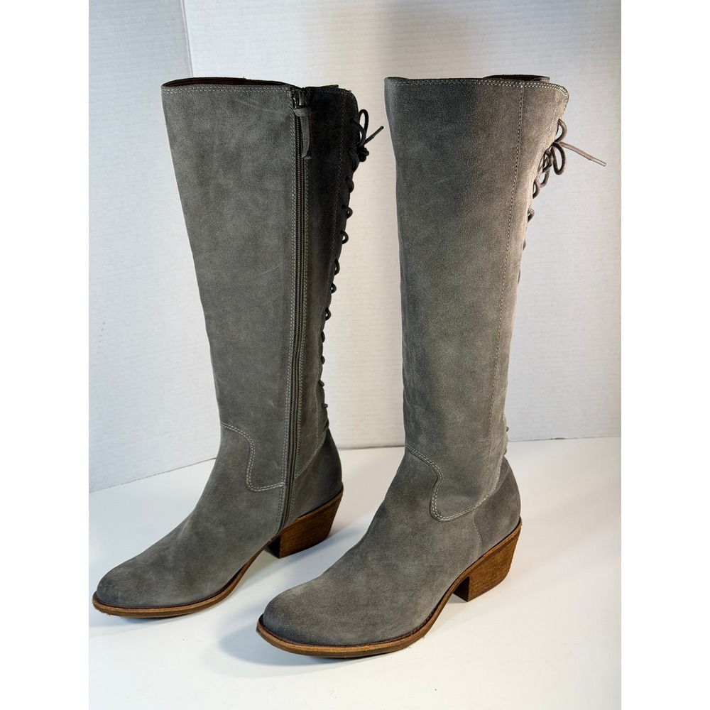 Sofft Sharnell II Grey Suede Lace Up Back Tall Boots SF0034290 Womens 9.5 M
